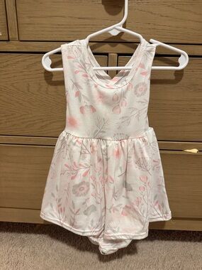 Girls' Floral Pink and Cream One-Piece Romper